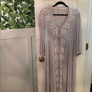 Free people embroidered purple maxi dress size M